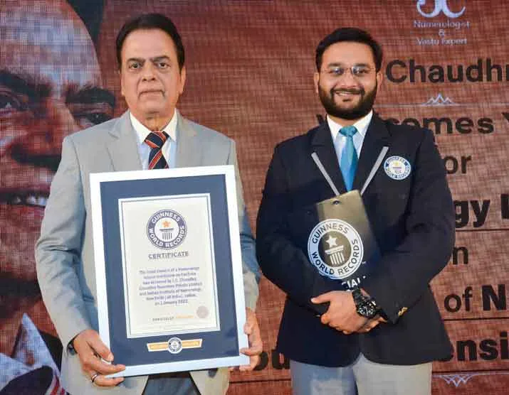Renowned Numerologist J. C. Chaudhry conferred with Guinness World Record-2022