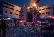 Iranian Missile Strike Damages Soroka Medical Center in Beersheba Iranian missile destroys part of Israeli hospital. Israel strikes back, Trump warns of nuclear action.
