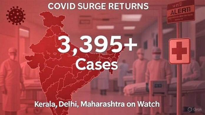 covid19-india-cases-surge-k COVID-19 Surge in India: Active Cases Cross 3,395 with Kerala Leading the Count
