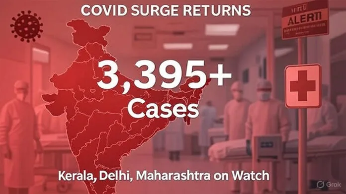 covid19-india-cases-surge-k COVID-19 Surge in India: Active Cases Cross 3,395 with Kerala Leading the Count