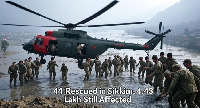 northeast-flood-crisis-2025 Flood chaos continues in Northeast India. 44 rescued in Sikkim, 21 dead in Assam, and thousands displaced. Tap for exclusive visuals, official reports, and CM's statement.