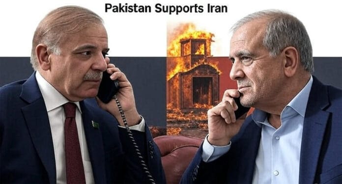 pakistan-supports-iran-isra Pakistan’s PM Shehbaz Sharif speaks with Iran’s President Masoud Pezeshkian after Israeli airstrikes, showing strong regional unity