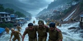 Flash floods sweep roads in Himachal's Chamba as relentless rains trigger red alert