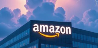 Amazon headquarters logo after major cloud disruption