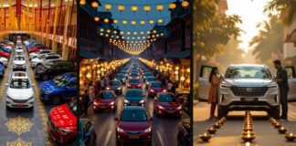 Customers receiving new cars on Dhanteras 2025.