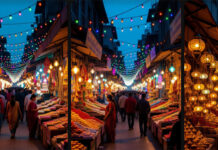 Festive Surge! India’s Diwali 2025 Trade Hits a Record ₹6.05 Lakh Crore on GST 2.0 & ‘Vocal for Local’ Push” Crowded Indian market during Diwali 2025 festive shopping rush