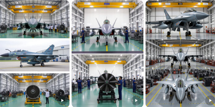 Indian-Air-Force-fighter-je Indian Air Force fighter jets on runway with technicians working, representing new engine procurement program