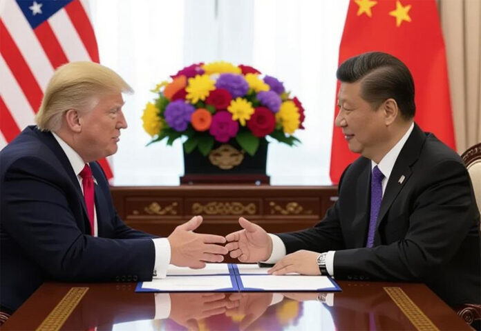 President-Donald-Trump-and- President Donald Trump and President Xi Jinping during a bilateral meeting.