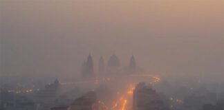 Smog-filled Delhi skyline after Diwali 2025 fireworks