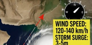 Cyclone Montha approaching Andhra Pradesh coast as IMD issues extreme rainfall warning — satellite view over Bay of Bengal