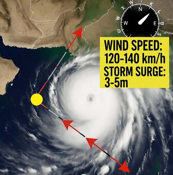 cyclone-montha-andhra-prade Cyclone Montha approaching Andhra Pradesh coast as IMD issues extreme rainfall warning — satellite view over Bay of Bengal