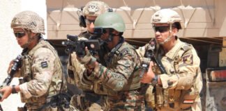 Indian Army, Navy, and Air Force troops in joint Exercise Trishul 2025 at Sir Creek, Gujarat