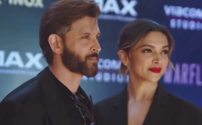 fighter-2-hrithik-roshan-de Hrithik Roshan and Deepika Padukone as IAF pilots in Fighter 2 poster with fighter jets in background