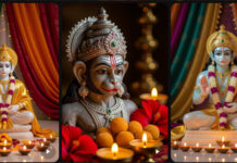 Hanuman Puja 2025: Chhoti Diwali Rituals, Auspicious Timings, and Significance Illustration of Lord Hanuman blessing devotees on Chhoti Diwali