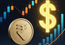 Rupee Slips to ₹88.29 Against the Dollar: What’s Driving India’s Currency Decline? “Falling Indian rupee coin against rising US dollar symbol with stock chart in background – forex market India 2025.”