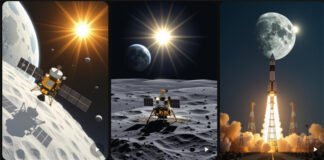 Chandrayaan‑2 lunar orbiter in space observing the Moon.