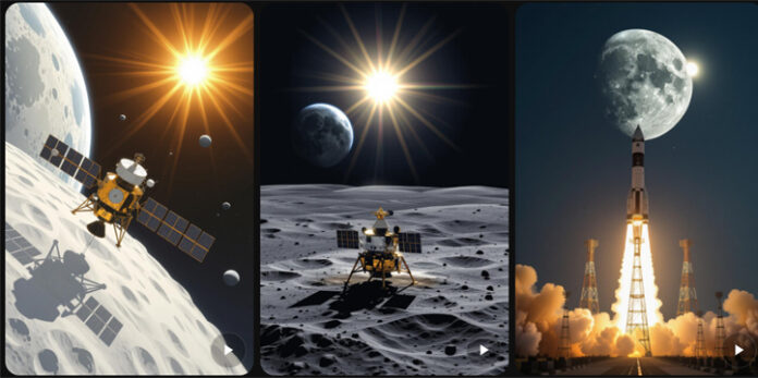 Chandrayaan‑2 lunar orbiter in space observing the Moon.