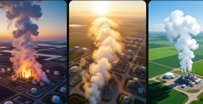 methane-emissions-satellite Satellite view of methane plume over oil & gas infrastructure