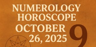 Numerology horoscope October 26 2025, number 9 vibration meaning, numerology chart, spiritual numbers prediction