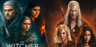 Liam Hemsworth as Geralt of Rivia holding silver sword in The Witcher Season 4 on Netflix