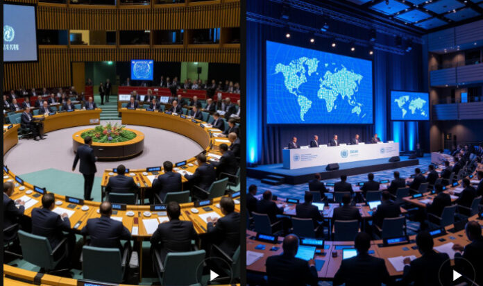 Delegates at the UN Cybersecurity Conference 2025 discussing digital security threats