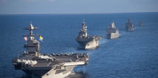U.S. aircraft carrier USS Gerald R. Ford deploying to the Caribbean region in October 2025 as part of a military build-up