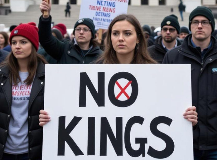 Thousands protest in Washington D.C. during U.S. government shutdown 2025 holding “No Kings” banners