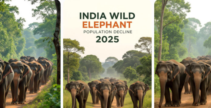 wild-elephant-population-de Herd of wild elephants in Indian forest, India’s wild elephant population decline 2025