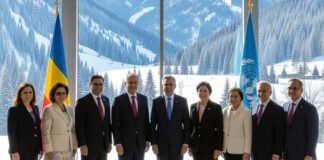 world leaders pose at UN Climate Summit 2025 in Geneva announcing Net Zero 2050 plus 10 action plan
