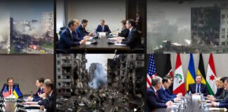 U.S. and Ukrainian delegates in Geneva discuss a peace plan as Russian drone strikes hit Kyiv.