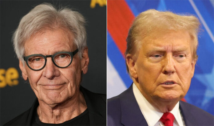 Harrison-Ford-and-Donald-Tr Harrison Ford delivers powerful speech condemning Donald Trump’s climate policies and environmental record.