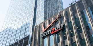 Verizon headquarters building as the company announces 13,000 layoffs during major restructuring.