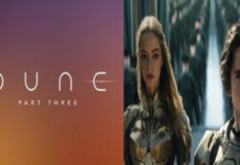 Denis Villeneuve Officially Confirms Dune: Part Three — Zendaya and Timothée Chalamet to Return for Final Chapter Zendaya and Timothée Chalamet in Dune: Part Two still, with announcement text confirming Dune: Part Three final installment.