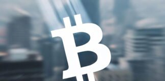 Bitcoin coin graphic showing price decline during a major market downturn.