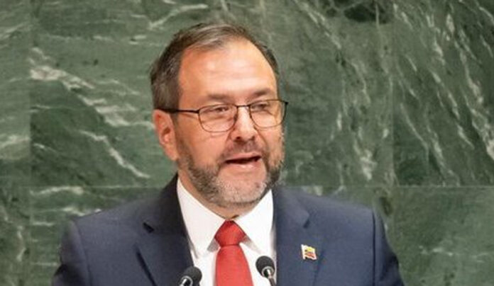 Venezuela Condemns U.S. Airspace Closure Threat Venezuela’s foreign minister addressing reporters after rejecting U.S. airspace threats