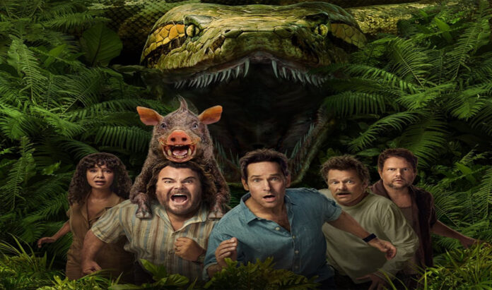 Anaconda Reboot Leads December Hollywood Releases Anaconda reboot movie poster featuring Jack Black and Paul Rudd