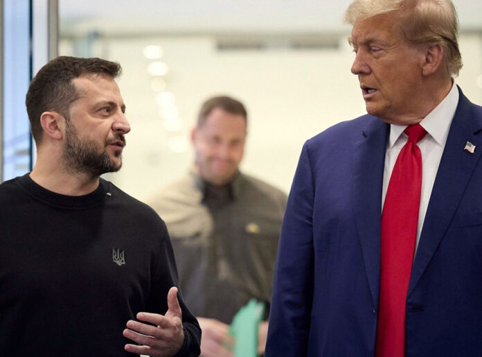 Trump-Zelenskyy-Peace-Talks Donald Trump and Volodymyr Zelenskyy meeting at Mar-a-Lago to discuss Ukraine peace talks