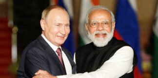 Vladimir Putin with PM Narendra Modi