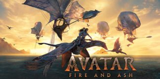 Avatar Fire and Ash movie poster with Sam Worthington and Zoe Saldana, Christmas weekend box office leader 2025