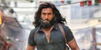 Ranveer Singh in a high-intensity action scene from Dhurandhar movie