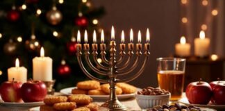 Hanukkah 2025 celebration with menorah lighting and candles