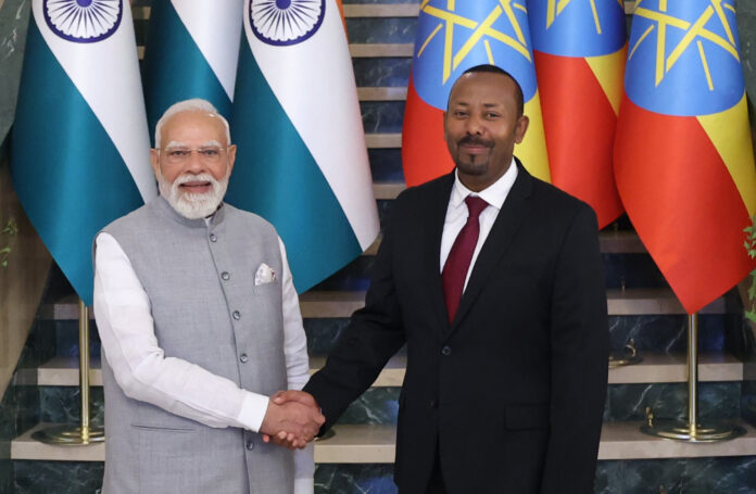 PM Modi and Abiy Ahmed Elevate India–Ethiopia Ties Prime Minister Narendra Modi with Ethiopian Prime Minister Abiy Ahmed in Addis Ababa