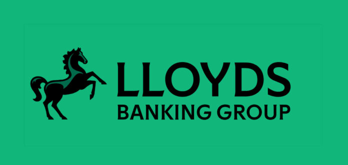 Modern headquarters building of Lloyds Banking Group in the City of London financial district