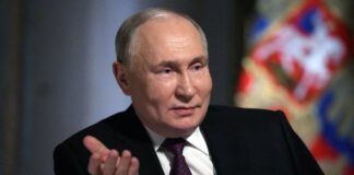 Russian President Vladimir Putin speaking during annual Direct Line Q&A on Ukraine war