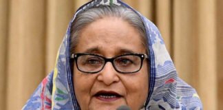 Former Bangladesh Prime Minister Sheikh Hasina addresses political crisis