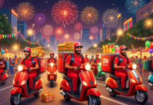 Zomato, Swiggy End Gig Workers’ Strike With New Year Pay Boost for Delivery Partners Zomato and Swiggy delivery partners collecting food orders during New Year Eve peak hours in India