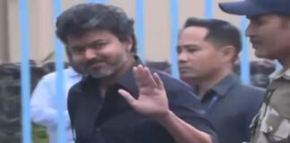 Vijay Thalapathy arriving at the CBI headquarters in New Delhi for questioning in the Karur stampede case.