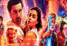 Ranveer Singh Sparks Buzz as Possible ‘Dev’ in Brahmastra 2; New Updates on Ayan Mukerji’s Next Films Concept image representing Brahmastra 2 with a silhouette of ‘Dev’ amid fiery visual elements.