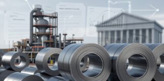 Steel coils and factory infrastructure representing India’s steel industry amid antitrust investigation