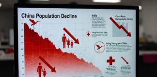 China population decline chart showing four consecutive years of decreasing birth rate